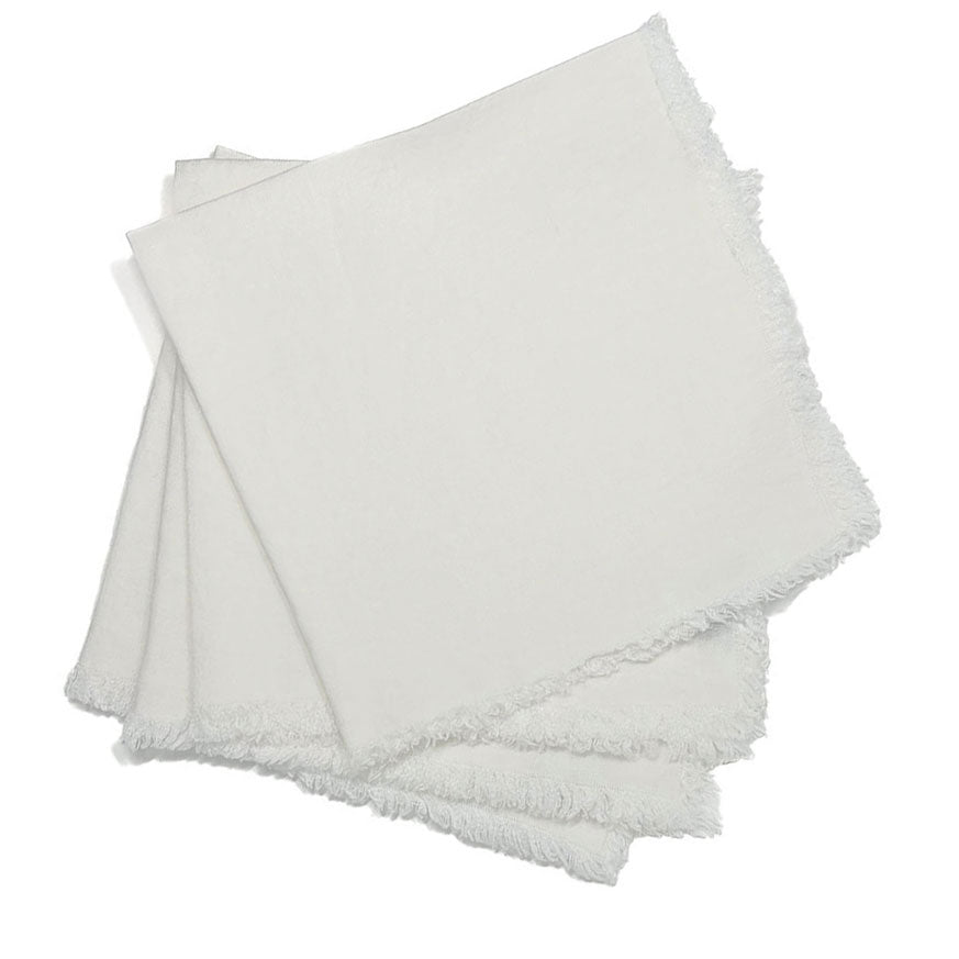 Casual Stonewashed Linen Dinner Napkins, Soft White, Set of 4