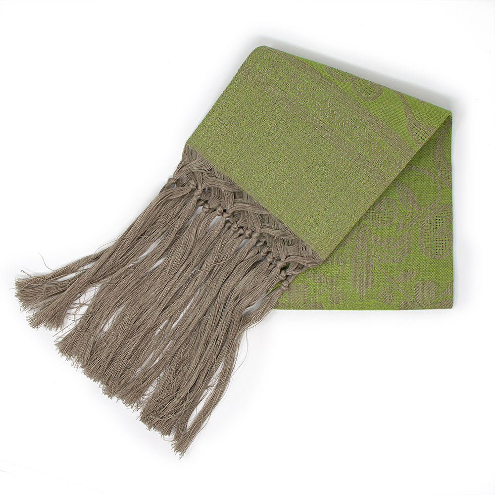 Damasco Hand Towel w/ Fringe, Green/Natural
