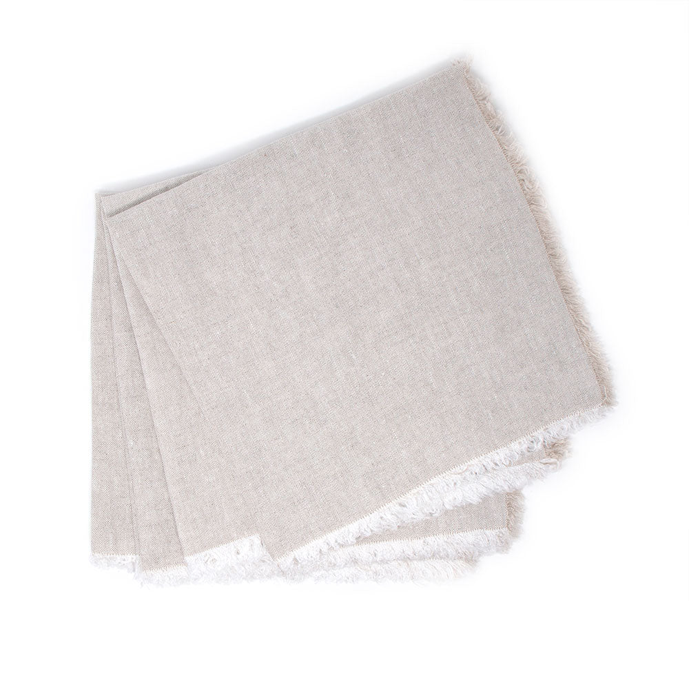 Casual Stonewashed Linen Dinner Napkins, Natural, Set of 4